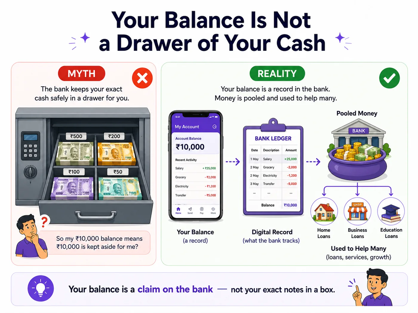A deposit is a recorded bank balance