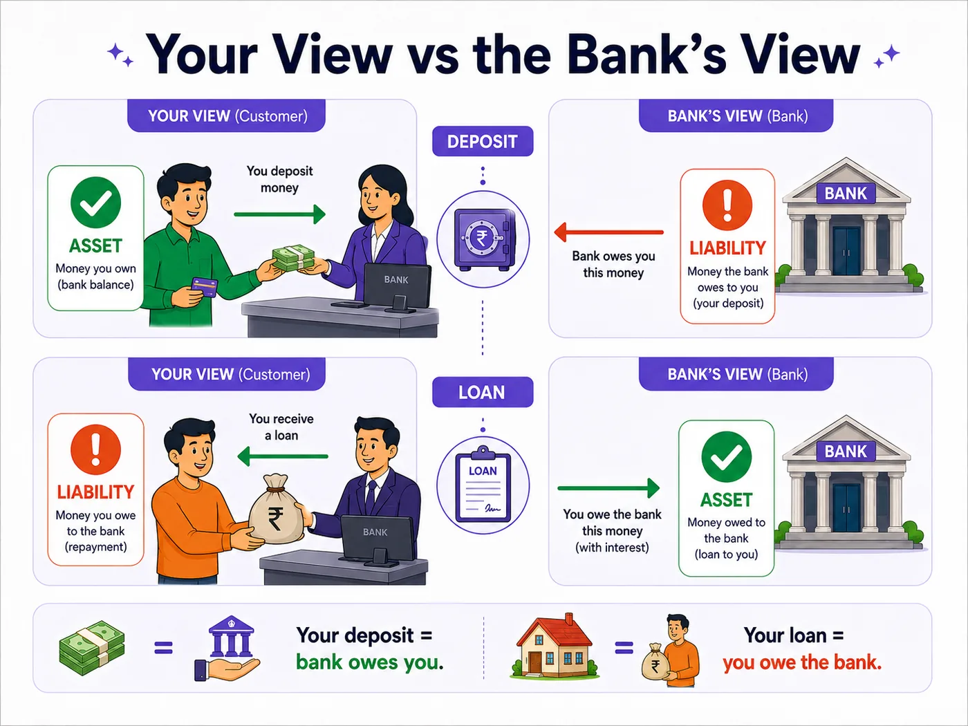 Your view versus the bank's accounting view