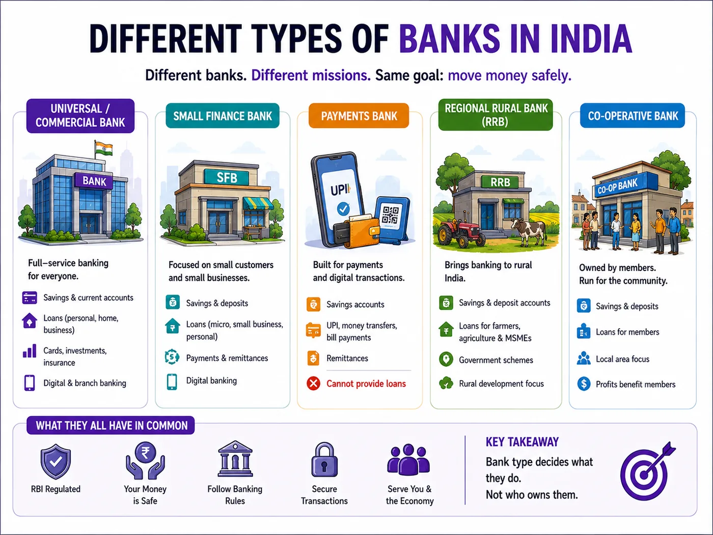 Practical map of major bank types in India