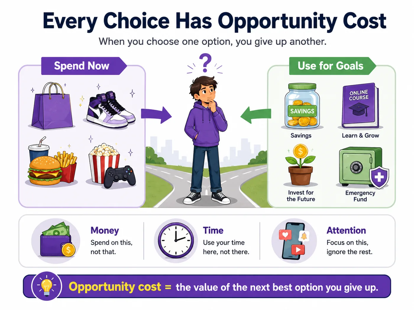 Every financial choice has an opportunity cost