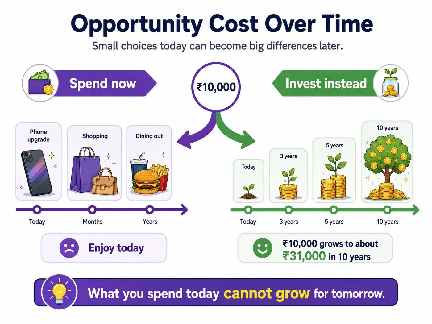 Opportunity cost grows with time
