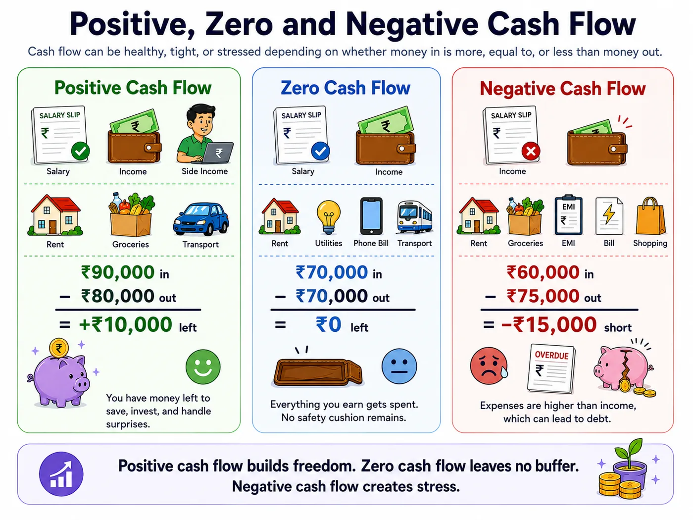 Positive zero and negative cash flow